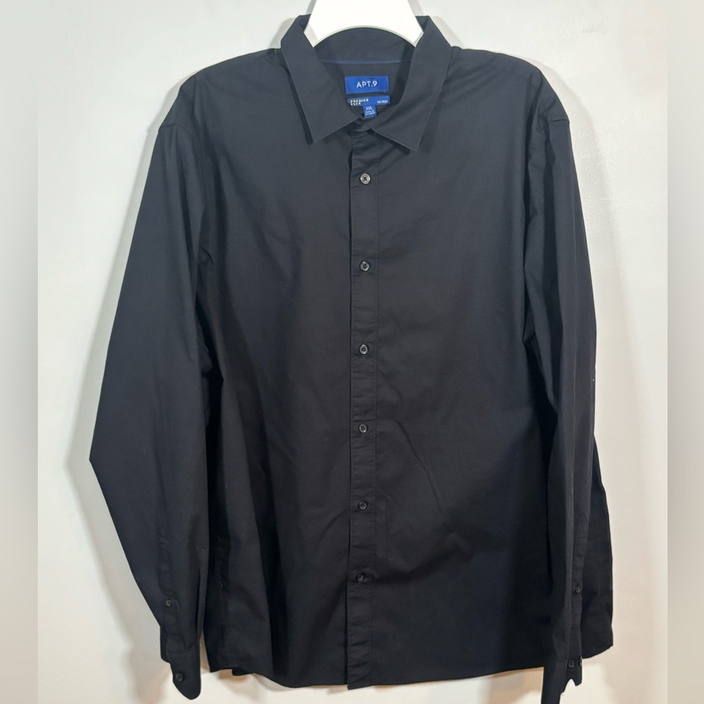 APT 9 Premier Flex Black Button Down Shirt Men’s XXL Stretch No Iron